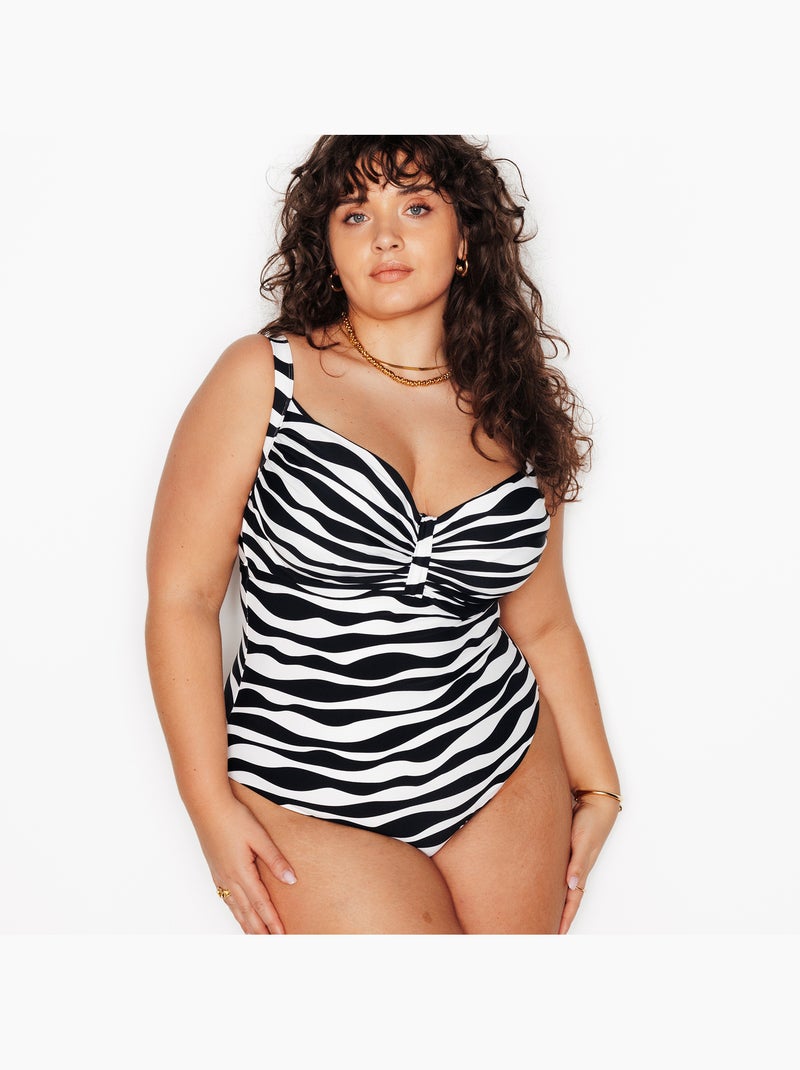Paula badpak grote maat multikleur wit Wit Multikleur - Kiabi