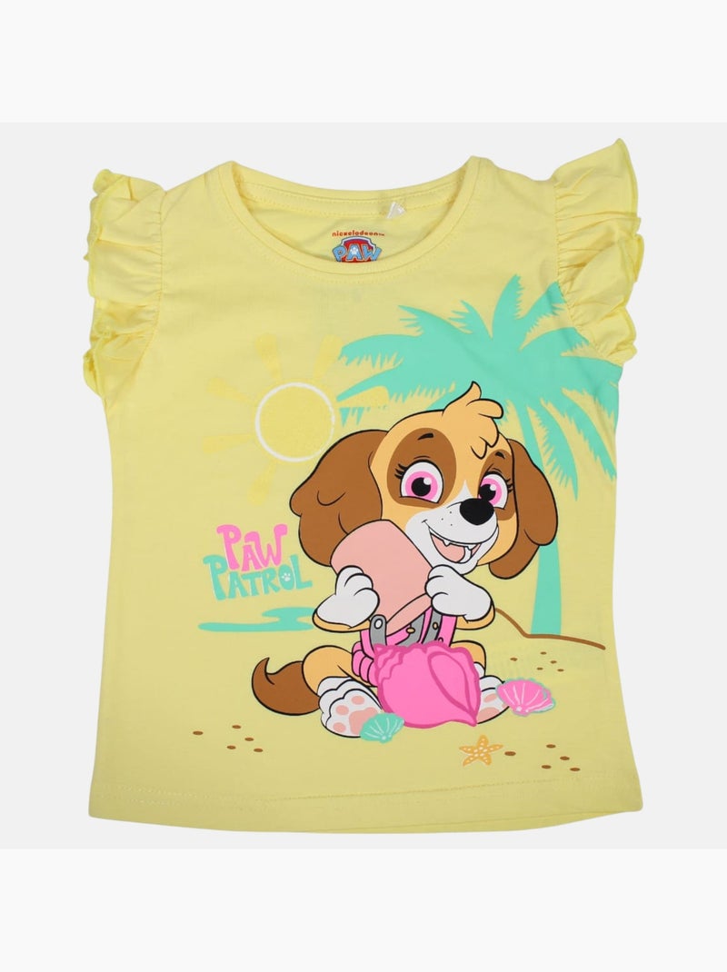 Paw Patrol - T-shirt korte mouwen meisje bedrukt Geel - Kiabi