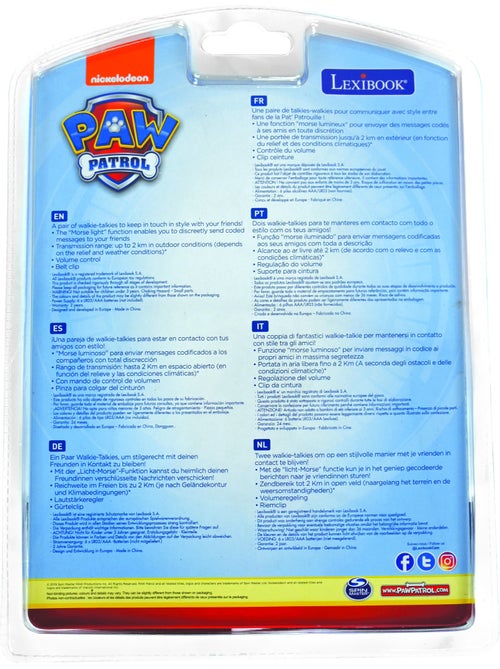Paw patrol digitale walkie-talkies tot 2km/1,3 miles met morse lichtfunctie - Kiabi Paw patrol digitale walkie-talkies tot 2km/1,3 miles met morse lichtfunctie - Kiabi