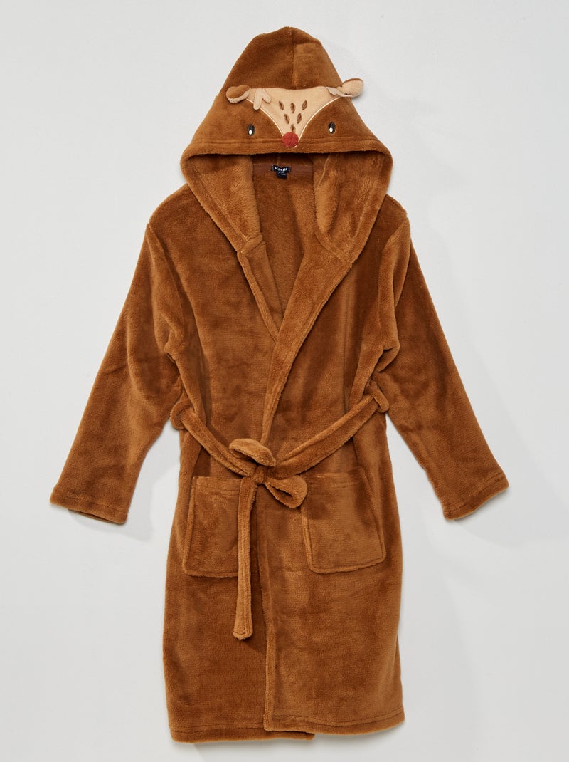 Peignoir 'animal' en maille polaire Marron - Kiabi