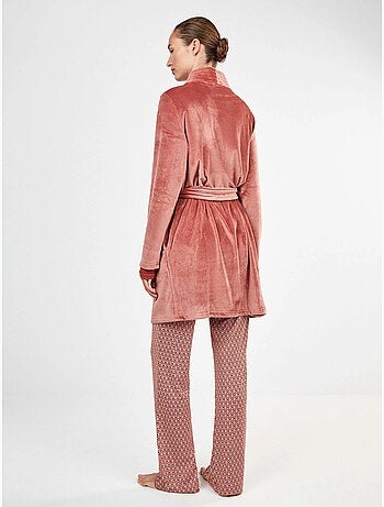 Peignoir court en polaire avec ceinture