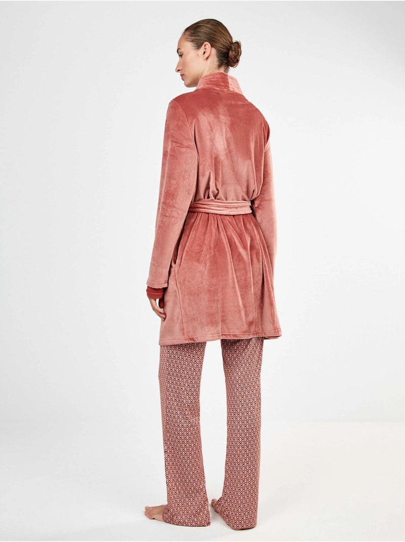 Peignoir court en polaire avec ceinture Terracotta - Kiabi