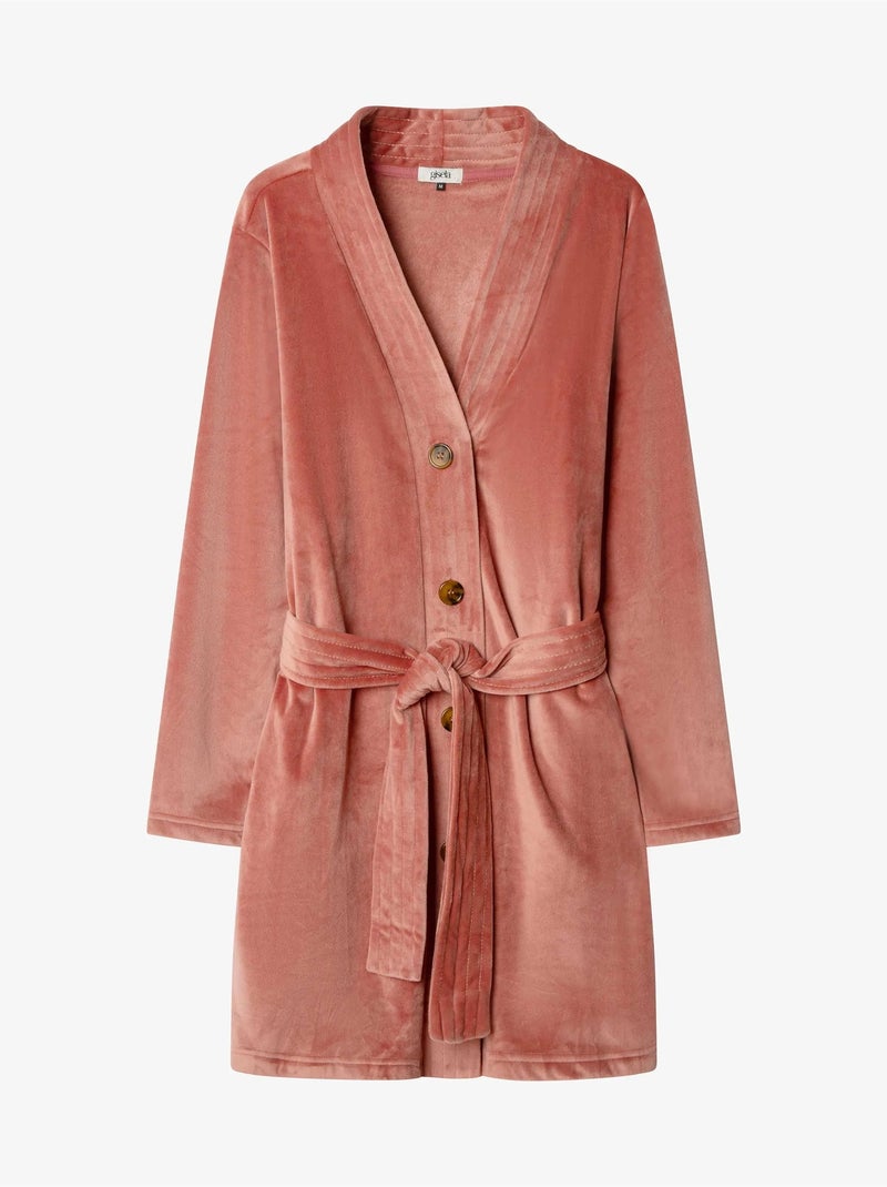 Peignoir court en polaire avec ceinture Terracotta - Kiabi