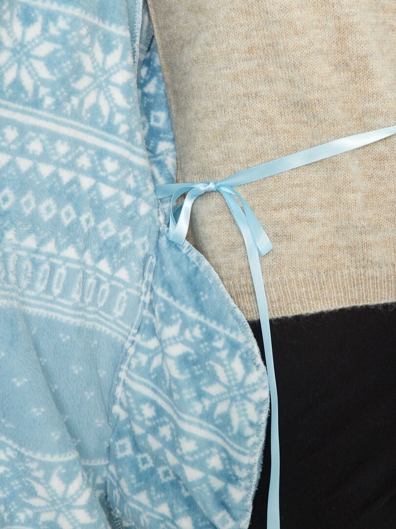Peignoir de nuit en polaire imprimé jacquard bleu - Kiabi