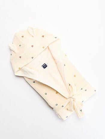 Peignoir en éponge et gaze de coton - Kiabi Home