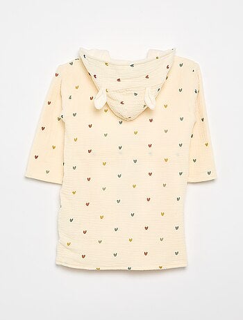 Peignoir en éponge et gaze de coton - Kiabi Home