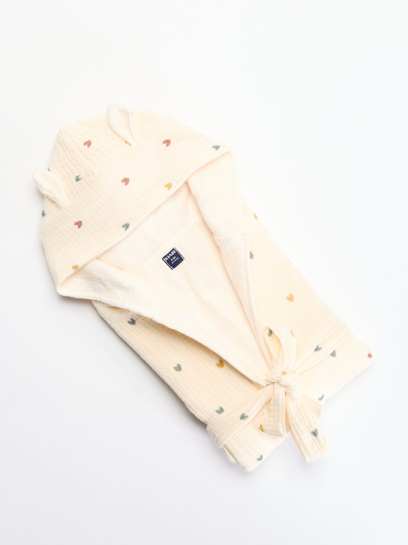 Peignoir en éponge et gaze de coton - Kiabi Home Beige - Kiabi