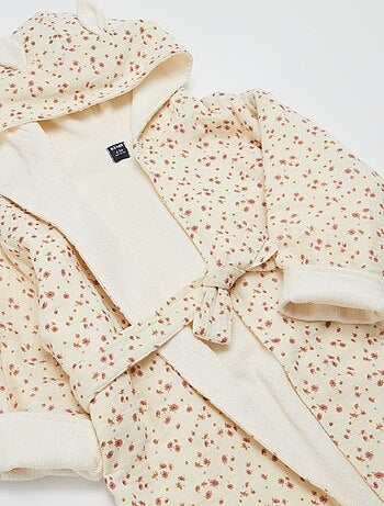 Peignoir en éponge et gaze de coton - Kiabi Home