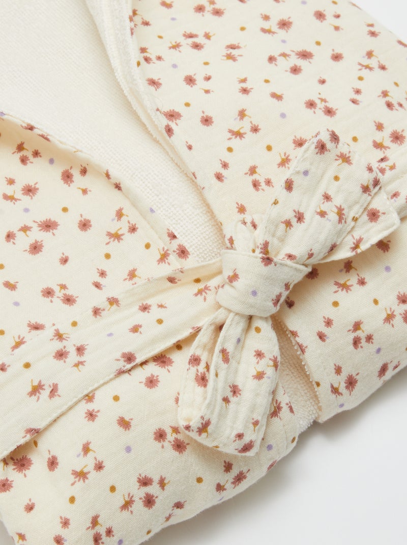 Peignoir en éponge et gaze de coton - Kiabi Home Ecru/Rose - Kiabi