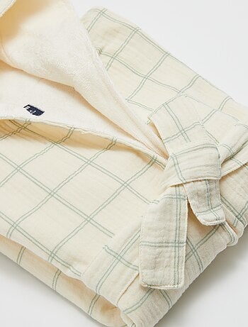 Peignoir en éponge et gaze de coton - Kiabi Home