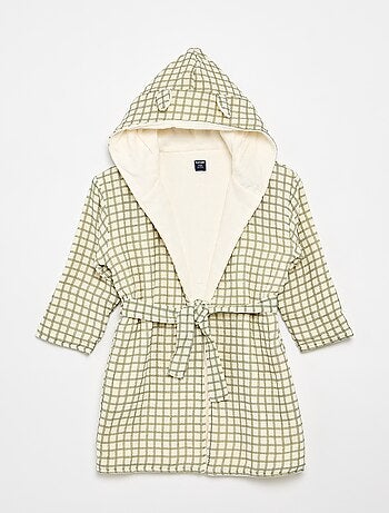 Peignoir en éponge et gaze de coton - Kiabi Home