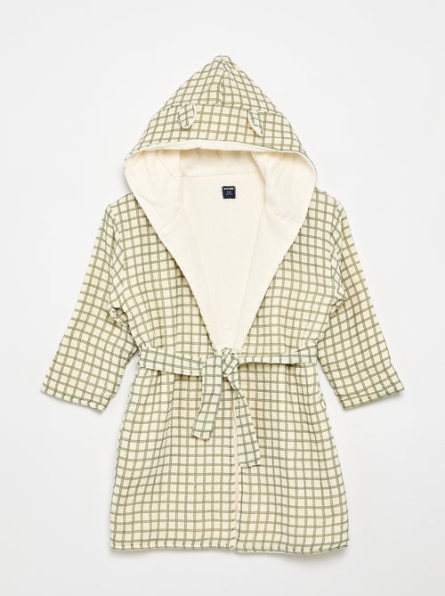 Peignoir en éponge et gaze de coton - Kiabi Home - Kiabi