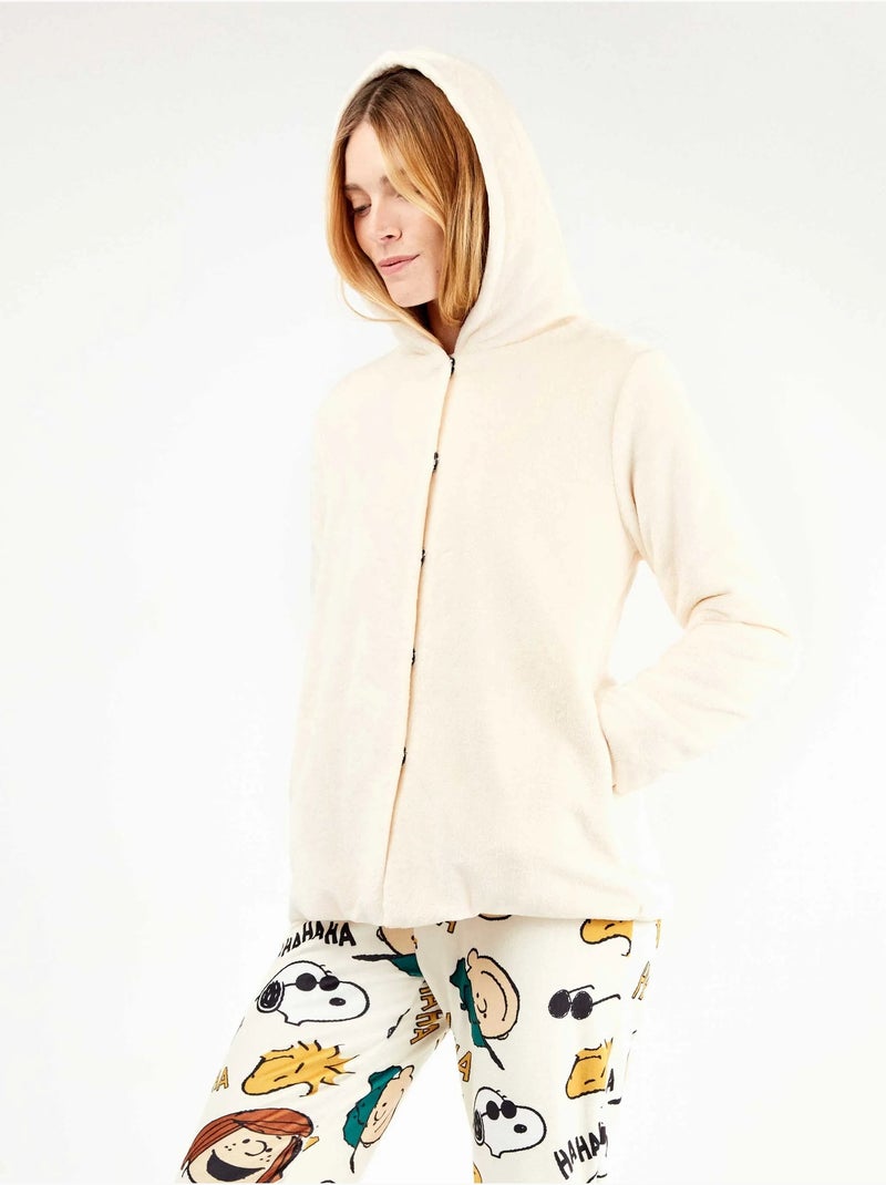 Peignoir en peluche ultra doux Ecru - Kiabi