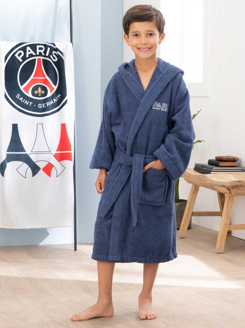 Peignoir enfant brodé 100% coton, psg parisian Bleu - Kiabi