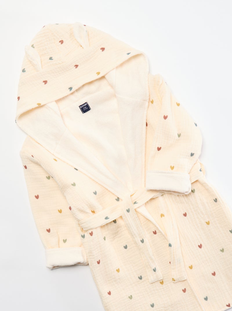 Peignoir enfant en éponge et gaze de coton Beige - Kiabi