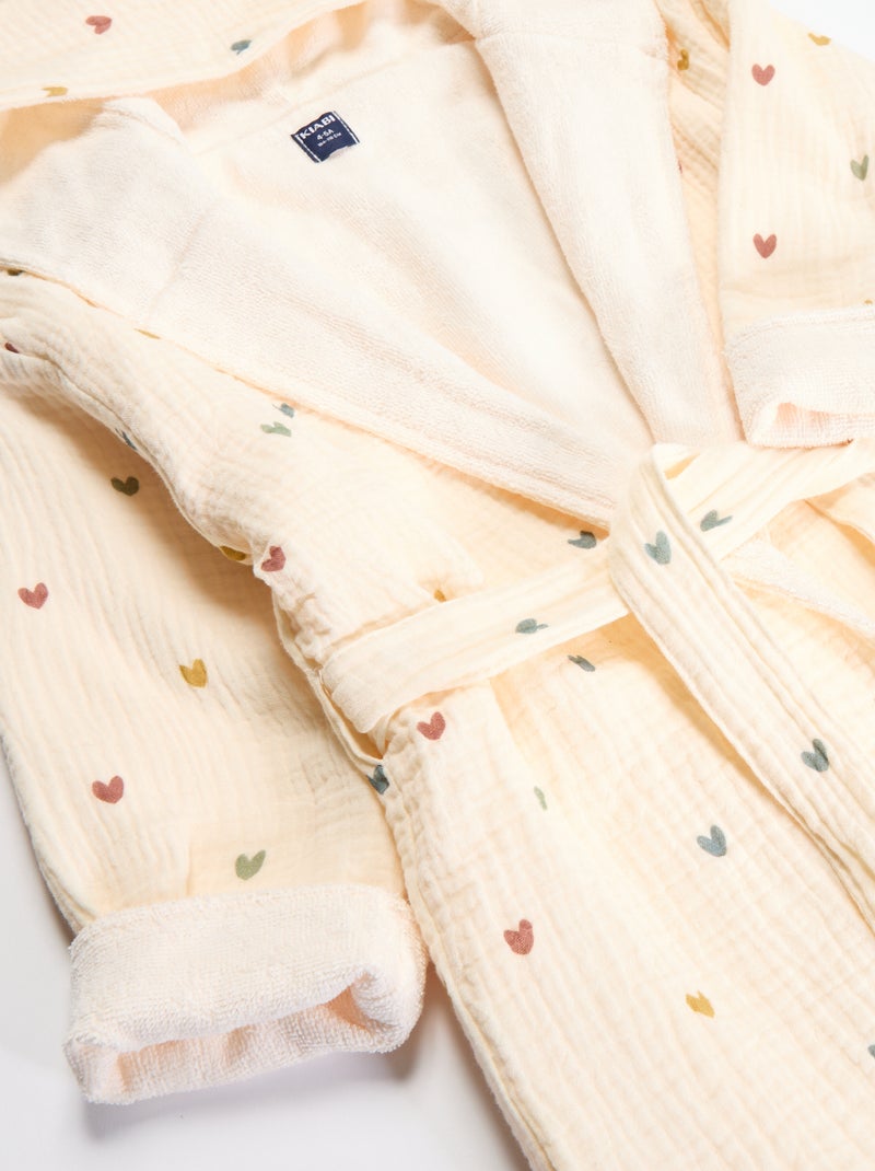 Peignoir enfant en éponge et gaze de coton Beige - Kiabi