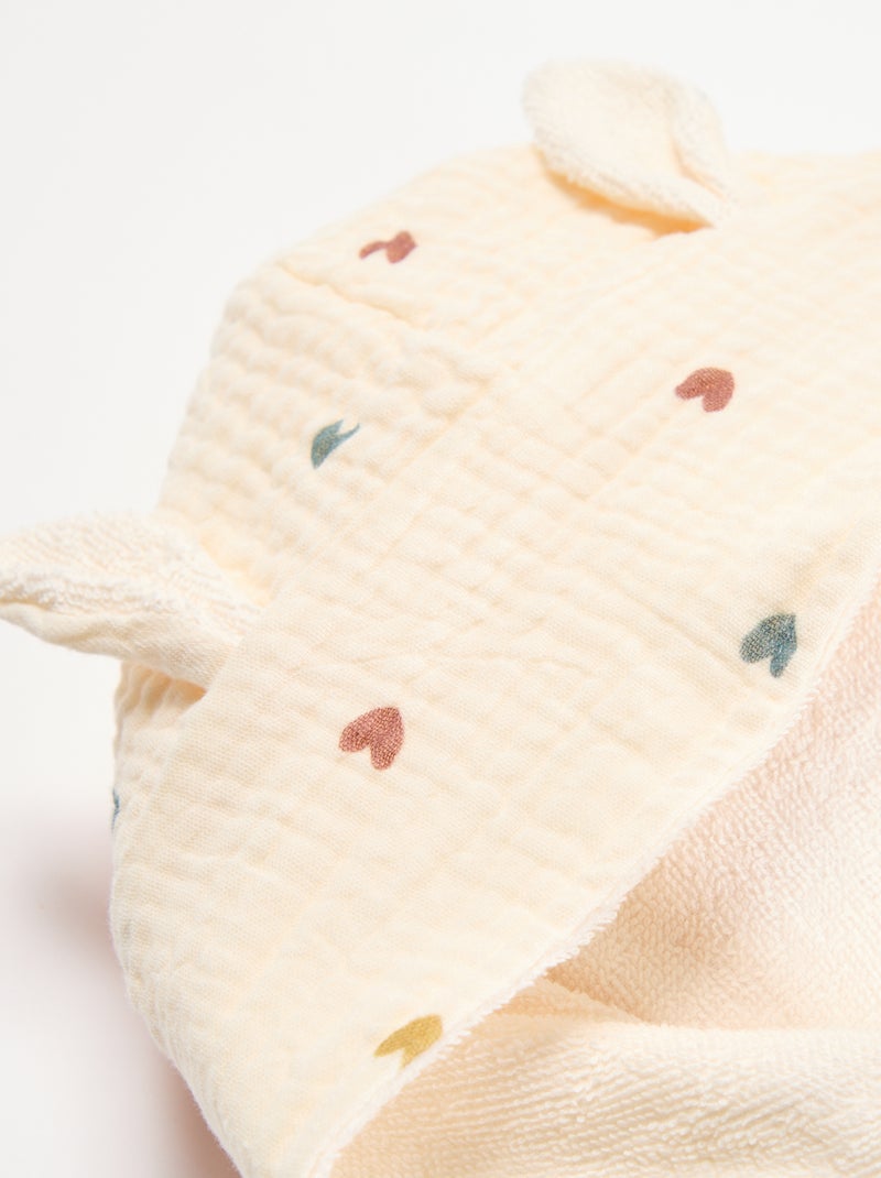 Peignoir enfant en éponge et gaze de coton Beige - Kiabi