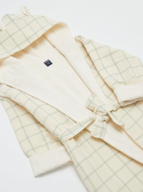 Peignoir enfant en éponge et gaze de coton - Kiabi