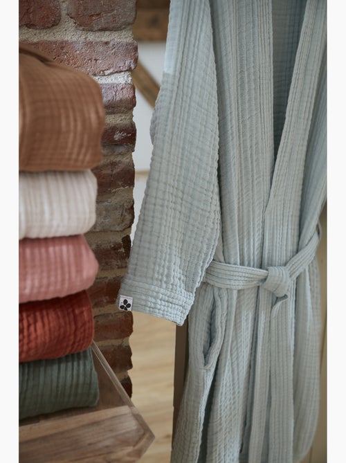 Peignoir kimono mixte en quadruple gaze de coton 220 g/m² - Kiabi Peignoir kimono mixte en quadruple gaze de coton 220 g/m² - Kiabi
