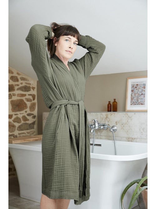Peignoir kimono mixte en quadruple gaze de coton 220 g/m² - Kiabi Peignoir kimono mixte en quadruple gaze de coton 220 g/m² - Kiabi