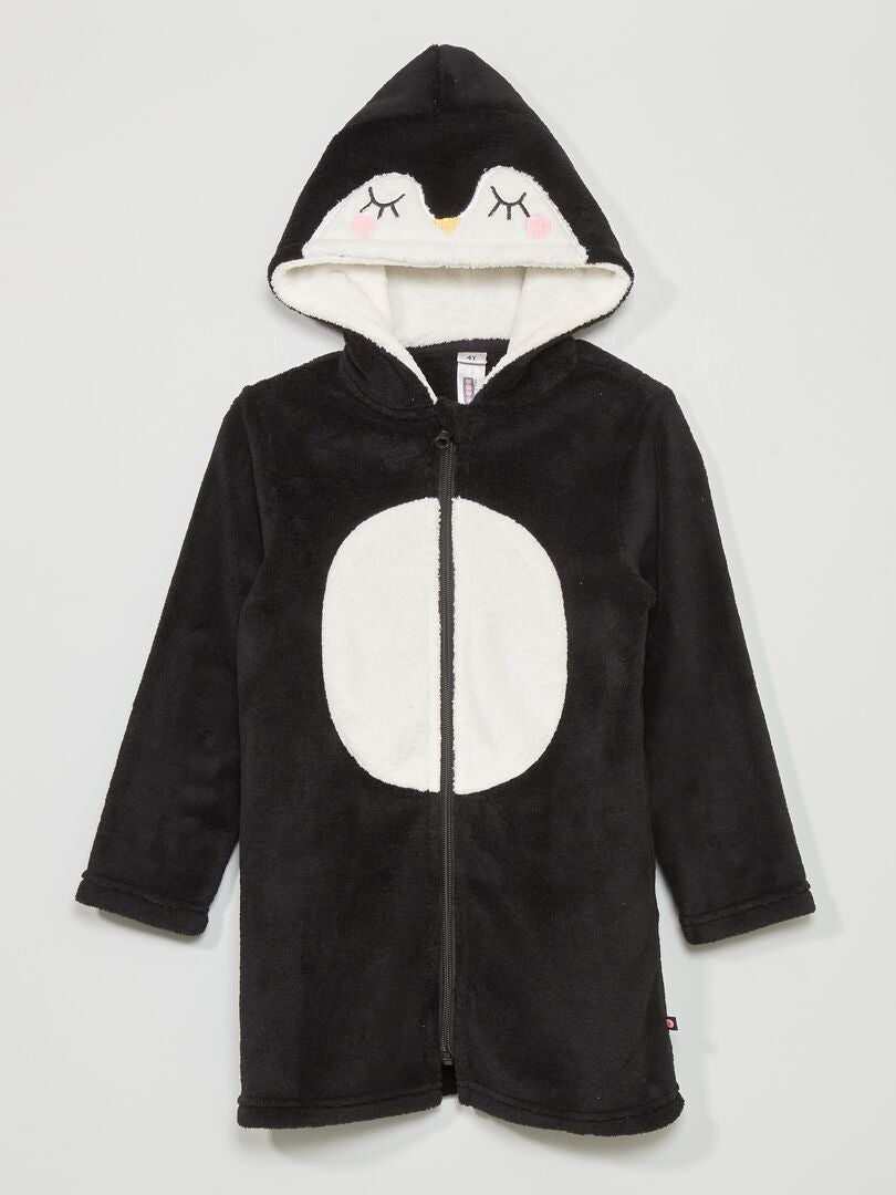 Peignoir 'Penguin' noir/blanc - Kiabi
