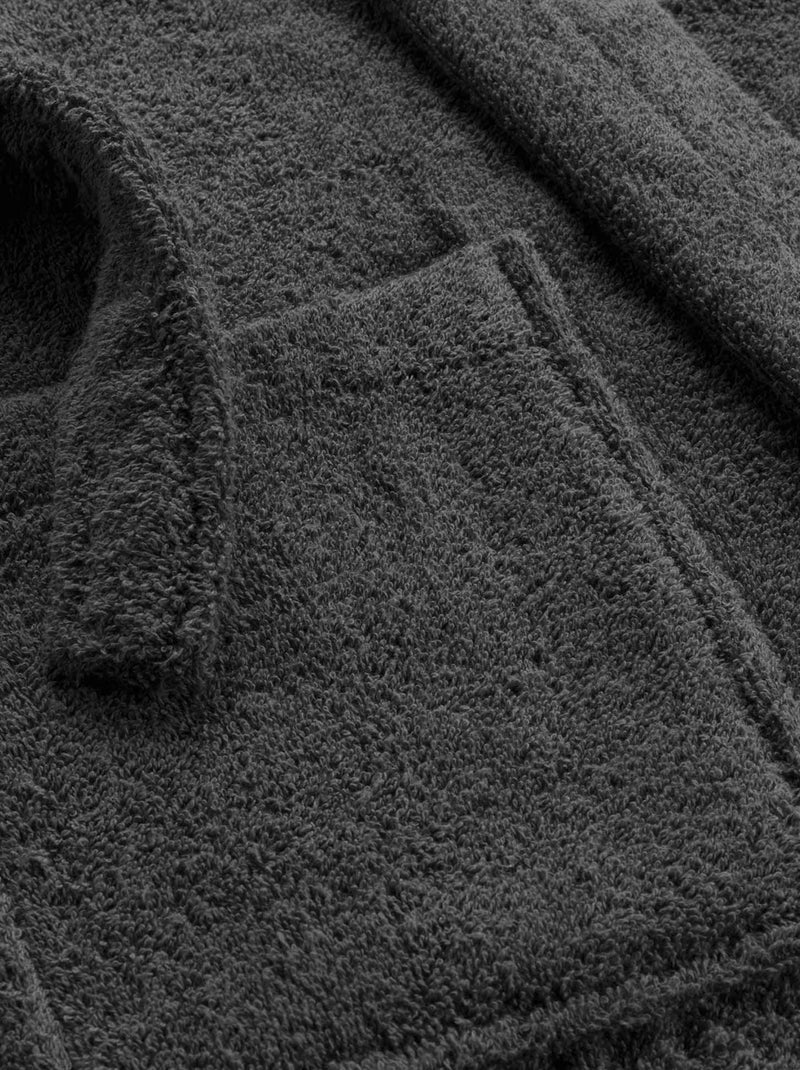 Peignoir uni à col châle gris anthracite - Kiabi