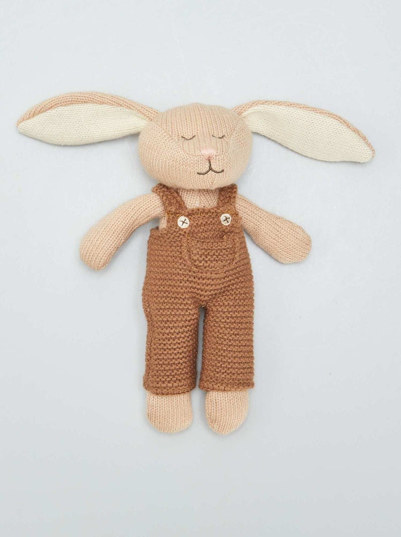 Peluche lapin en tricot Marron - Kiabi