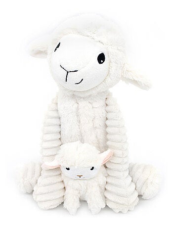 Peluche mouton maman et son bébé blanc