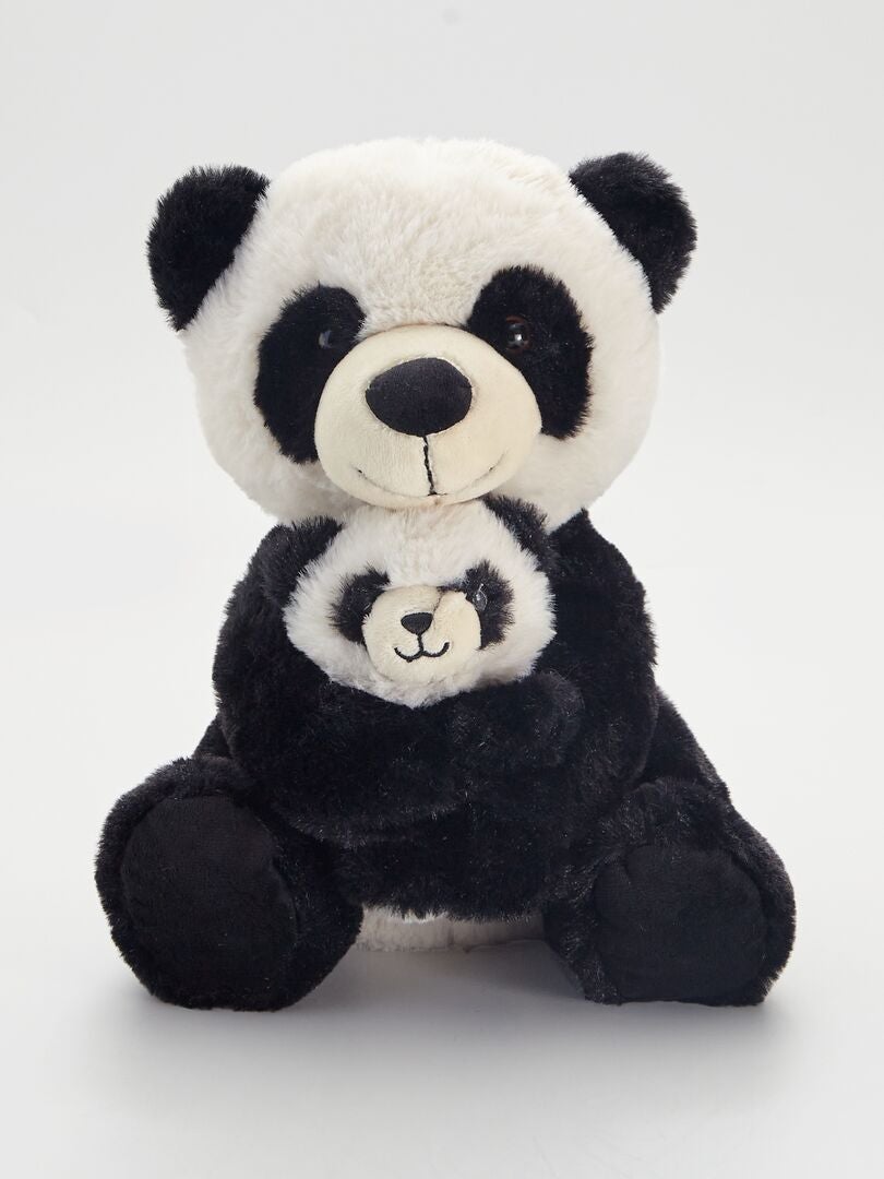 Peluche 'panda' et son bébé Panda noir - Kiabi
