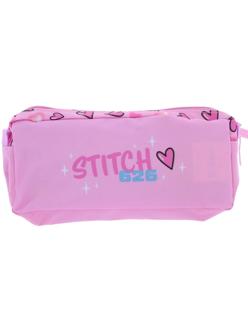 Pennenzak 2 vakken met ritssluiting Lilo & Stitch Universum 23 cm Roze - Kiabi