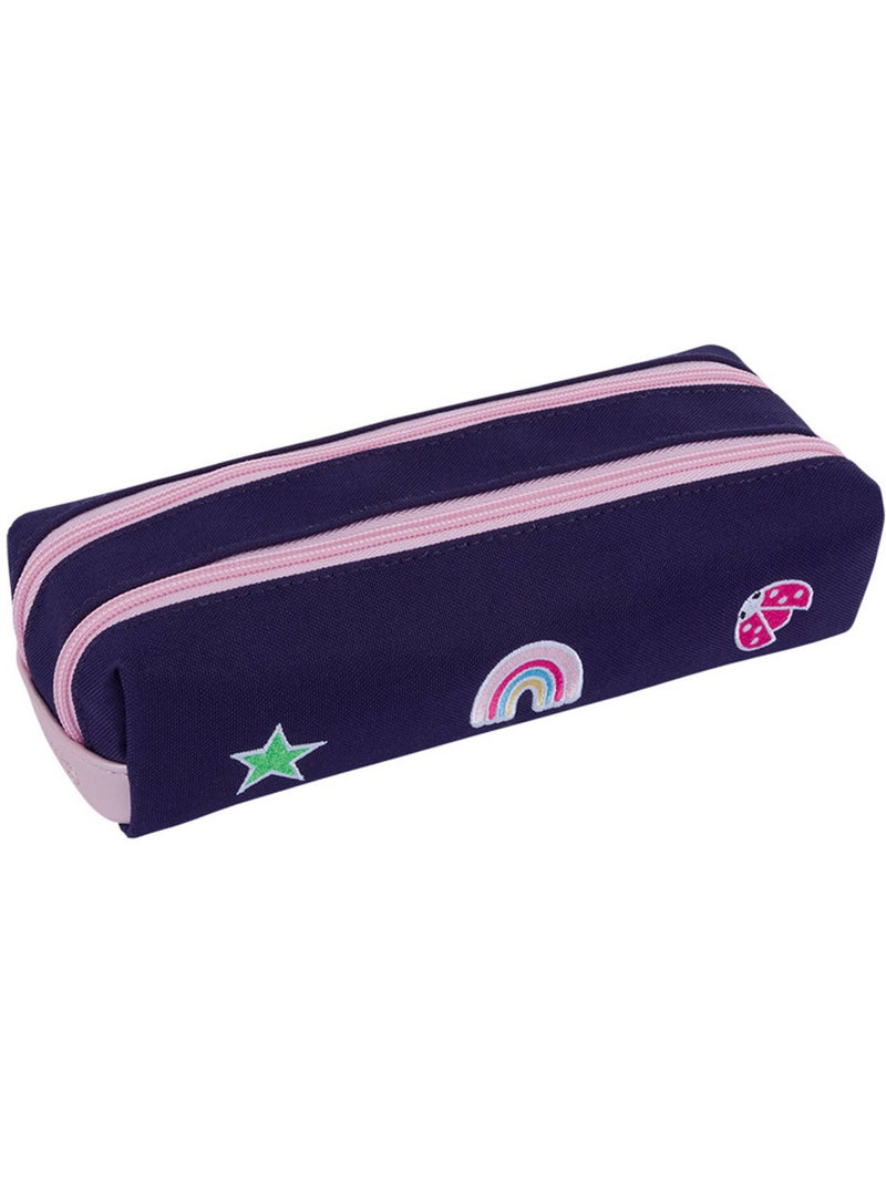Pennenzak – Dubbel 21,5 cm - Schoolcollectie 2027 – Tann's Donkerpaars - Kiabi