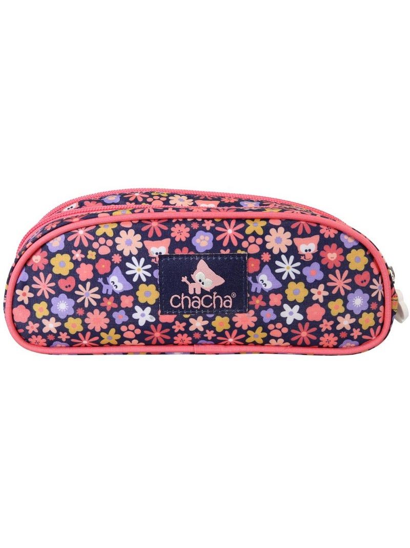 Pennenzak 'Hond en Kat' – Chacha boonvorm 2 vakken – 22 cm Blauw Roze - Kiabi