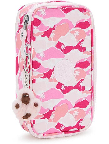 Pennenzak kipling synthetische stof bedrukt pink palm