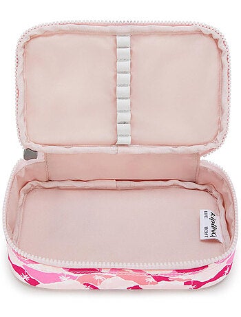Pennenzak kipling synthetische stof bedrukt pink palm