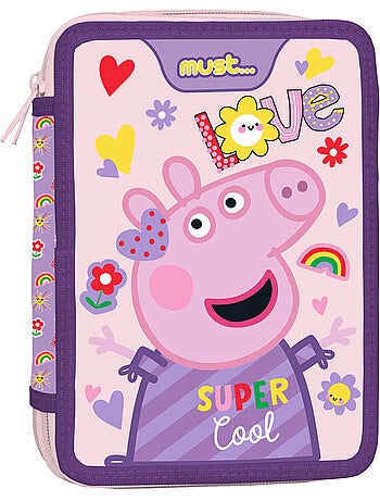 Pennenzak met dubbel vak bedrukt stof Peppa Pig Super Cool