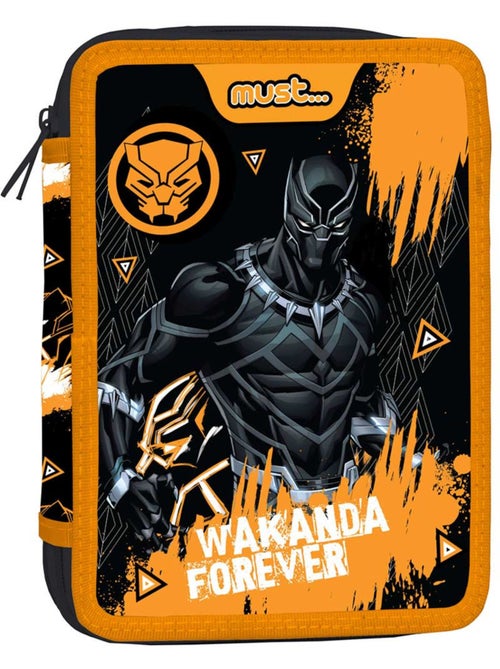 Pennenzak met dubbel vak gevuld Must stof bedrukt Avengers Black Panther - Kiabi