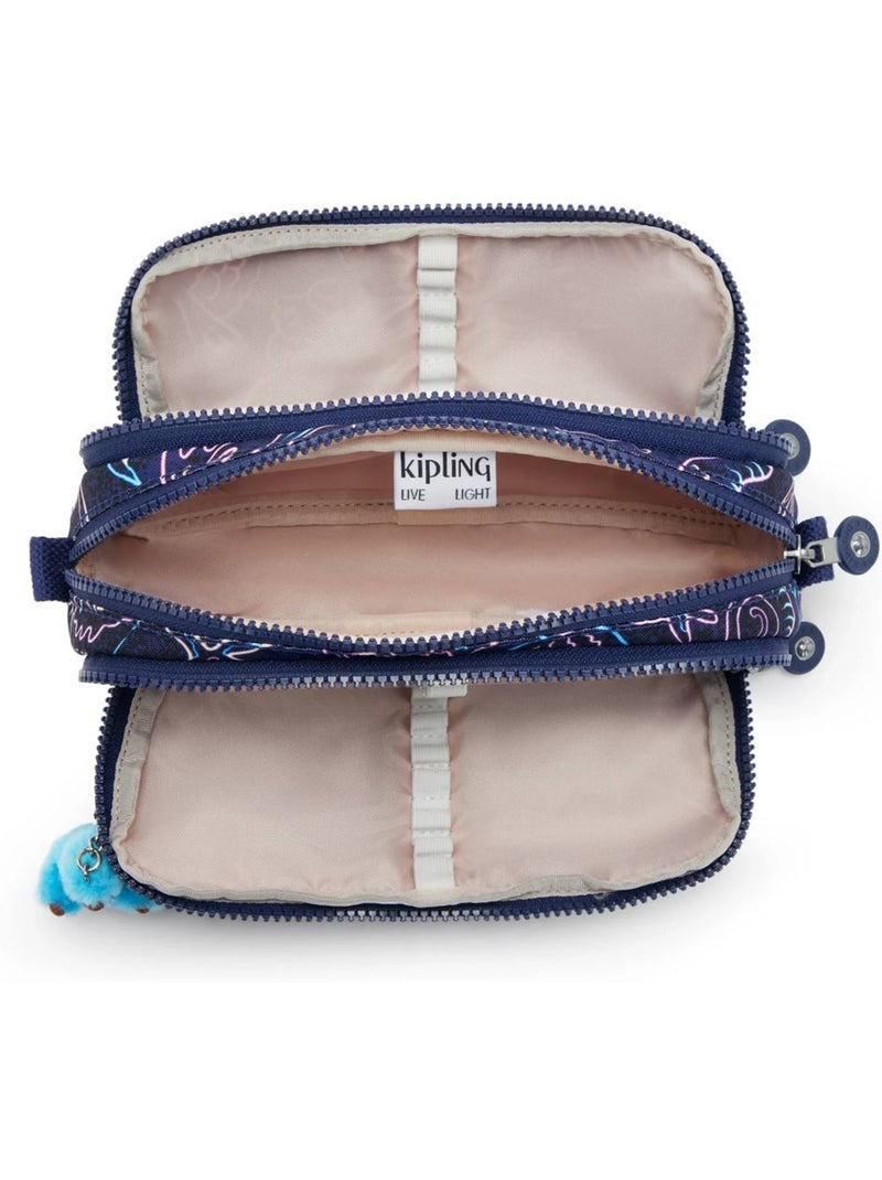 Pennenzak met potloden nylon Kipling 3 ritsen 32 houders Blauw Roze - Kiabi