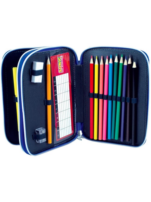 Pennenzak met potloden Sonic 20 cm met 2 vakken met ritssluitinge met accessoires - Kiabi