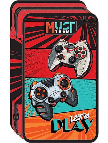 Pennenzak met potloden triple vak 'Let's Play Gaming' – Must Team