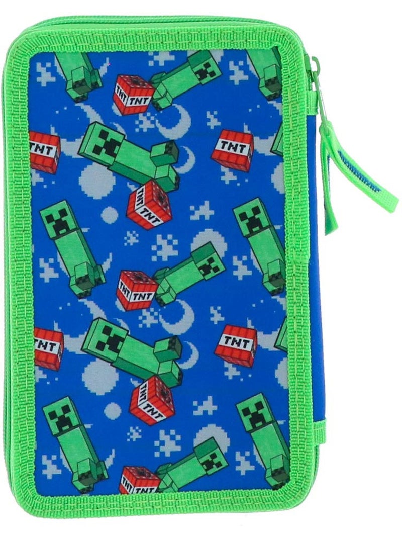 Pennenzak met ritssluiting 3 vakken Minecraft Creeper Boom 20 cm Groen - Kiabi