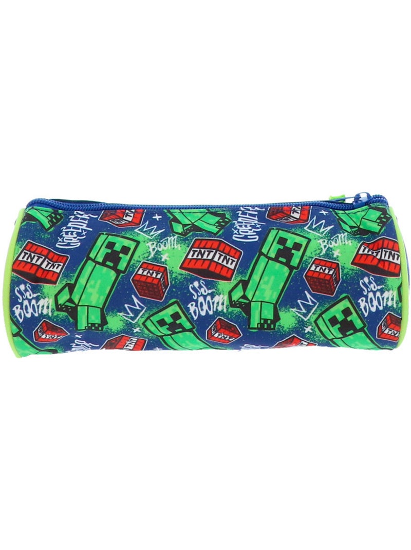 Pennenzak Minecraft Creeper Boom cilindrisch 22 cm met rits Blauw Multikleur Grijs - Kiabi