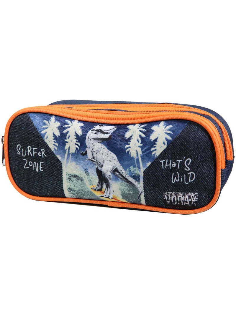 Pennenzak – rechthoekig Dinosaurus Vorax 23 cm Blauw - Kiabi