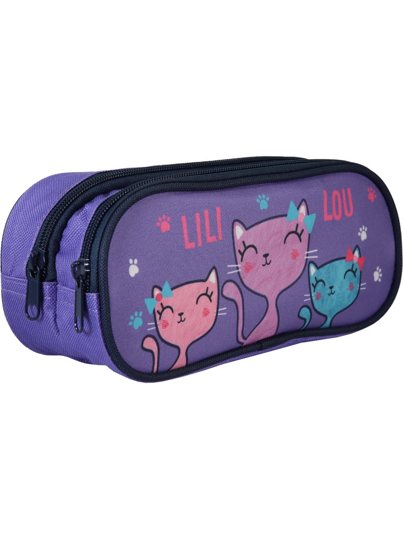 Pennenzak – rechthoekig LiliLou Kat 23 CM Paars - Kiabi