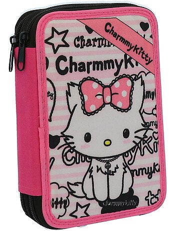 Pennenzak rits rechthoekig 'Charmmy Kitty' gothique 18 cm met 2 vakken