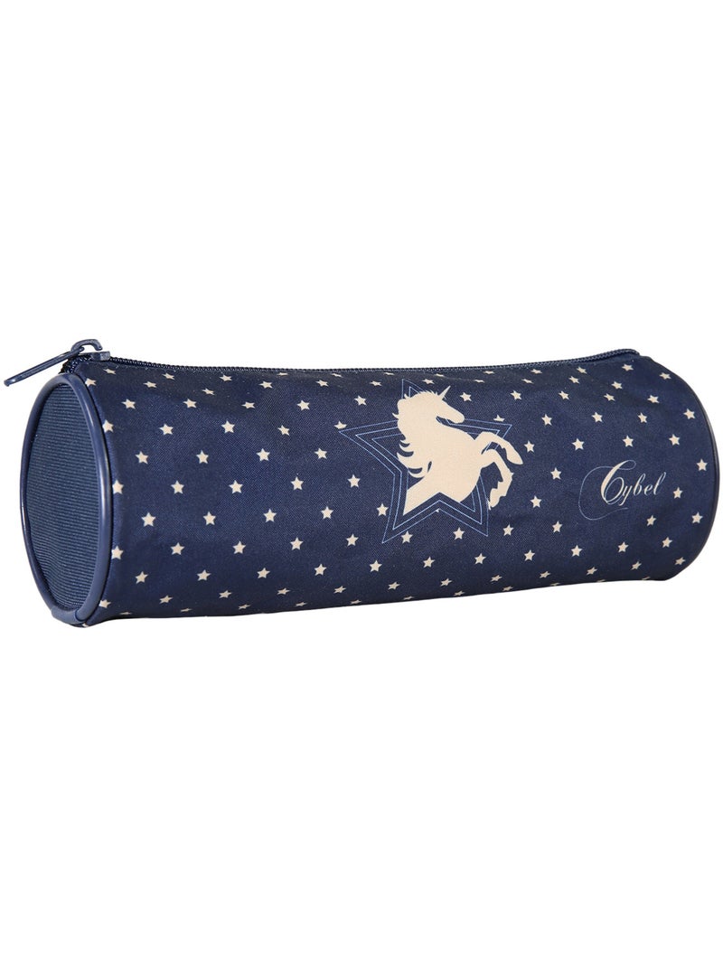 Pennenzak – rond Cybel Paard 22 cm Blauw - Kiabi