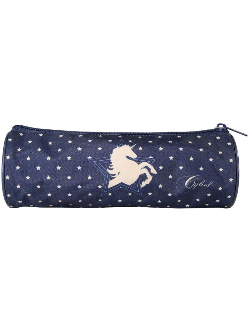 Pennenzak – rond Cybel Paard 22 cm Blauw - Kiabi