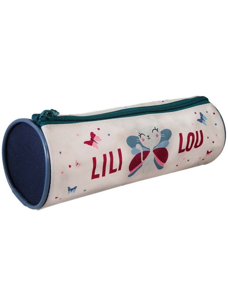 Pennenzak – rond Lili Lou Kat Vlinders 22 CM Beige - Kiabi