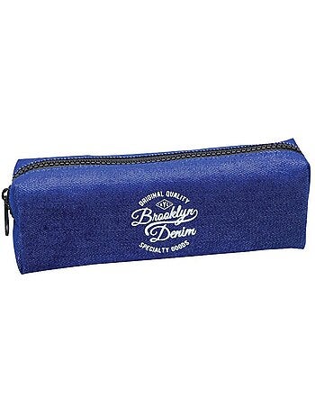 Pennenzak school denim CTM 20 cm met ritssluiting Brooklyn