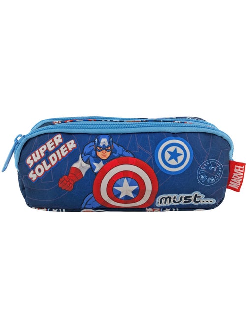 Pennenzak school van stof 2 vakken met ritssluiting Avengers Captain America - Kiabi