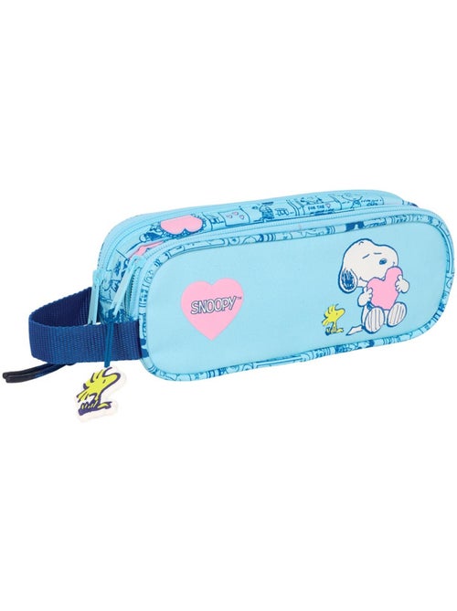 Pennenzak Snoopy dubbel rechthoekig met rits - 2 vakken - Kiabi
